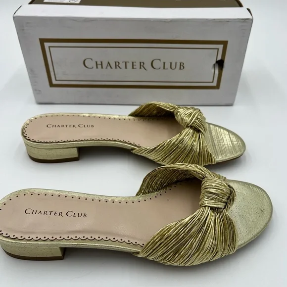CHARTER CLUB - Syda Flat Sandal in Gold - Picture 3 of 6